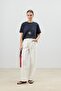 Navy Blue Draped Women's T-Shirt - 2