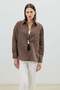 Coffee Modal Blended Striped Women's Shirt