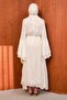 White Spanish Sleeve Waist Tie Tulle Dress - 5