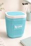 Desktop Trash Can with Lid Pastel Aqua White – Stylish Mini Waste Bin for Office and Study Desk 11X12X15 cm - 2