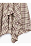 Viscose Crinkle Fabric Textured Asymmetrical Cut Plaid Skirt - 6