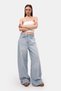 Women's Denim Color 4S6-3 Mega Baggy Fit Belt Detailed Loose Fit Denim Jeans - 3