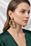 Metal Oval Earrings 8 Cm. - 2