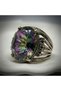 Bronze Vintage Women's Ring Authentic Copper Jewelry Mystic Topaz Stone Oval Cut Cage Model Adjustable - 6