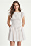 Women's Evora Waist Corset Detail Back Elastic Woven Short Off-White Dress - 2