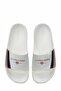 Men's White Slippers - Pool & Beach Slippers with Logo and Stripe Detail - 8