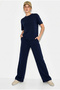 Women's Navy Blue Comfortable Flexible Modal Top and Bottom Set 6126 60283949 - 4