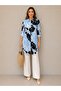 Women's Patterned Front Buttoned Stylish Viscose Plus Size Tunic Shirt Dress Suitable for Hijab Wear - 2
