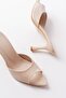716 Beige Patent Leather Pointed Toe Heeled Women's Slippers - 6