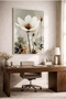 White and Gray Abstract Floral Glass Painting - White Metal Framed Painting for Home, Business, and School - 3