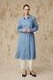 Belted Openwork Detailed Classic Collar Blue Tunic 1627 - 4