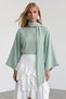 Water Green Boat Neck Scarf Detailed Woven Blouse Alc-X15517 - 4