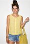Women's Yellow 100% Cotton Ornamental Button Detailed Tassel Embroidered Linen Textured Blouse 4751 60286278