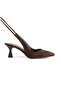 Brown Suede Shoes with Pointed Toe, Open Back, with 5cm Wedge Heel and Tie-Up Straps - 4