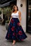 Plus Size Patterned Non-Exposing Long Skirt, Sizes 46-60, Elastic Waist, Comfortable Fit, Summer Loose Skirt