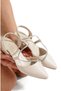Ten Skin-Textured Stone-Embellished Shoes with Pointed Toes and 5cm Coated Heels New Season - 3