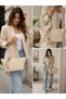 Women's Cream Tote Bag with Scarf Detail, Daily Use Shoulder Bag - 2