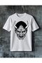 Demon Head Black and White Printed Oversize T-Shirt