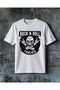 Rock N Roll Skull Printed Oversize T-Shirt