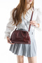 Burgundy Knitted Detailed Clutch Portfolio and Shoulder Bag - 3