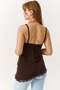 Women's sandy guipure lace cami top - brown - 5