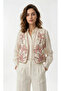 Leaf Embroidered Linen Vest