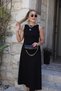 Buketli̇ Women's V-Neck Lace Windowed Sleeveless Buckle Combed Cotton Long Dress - 3