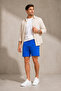 Men's Cobalt Blue Pique Fabric Elastic Waist Lace-Up Shorts - 4