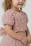 My Little One's Embossed Rose Bow Pleated Tutu Skirt Summer 2-Piece Girls' Set - Powder - 5