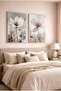 Soft White Floral Modern 2-Piece Glass Painting Set with Silver Metal Frame for Home and Office - 3