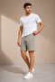 Men's Khaki Pique Fabric Elastic Waist Lace-Up Shorts - 2