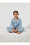 Girl's Blue Color Long Sleeve Shirt Pajama Set