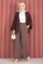 Elastic Waist Pocketed Tencel Trousers Brown - 4