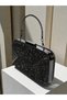 Black Handmade Full Stone Metal Handle Thick Chain Women's Evening Dress Bag Wedding Engagement Graduation - 2