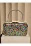 Rainbow Handmade Full Stone Metal Handle Thick Chain Women's Evening Dress Bag Wedding Engagement Graduation - 3