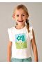 Girl's Printed T-Shirt White-Turquoise 3023