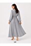 Women's Buttoned Front and Elastic Waist High Collar Skirt Ruffled Strawberry Fabric Dress - 2