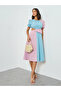 Multi Color Block Midi Dress with Cut-Out Detail