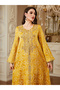 Yellow Texture Fabric Faux Pearl Detail Jalabiya - 4