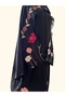 Elegant Black Floral Embroidered Abaya with Matching Sheila - 3