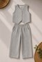 Girl's Gray Color Vest Suit with Wide-Legged Pants - 3