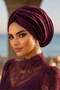Plum Burgundy Double Layered Draped Casual Bonnet - 2