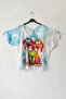 Italian Blue-White-Mint V-Neck Low Sleeve Slim Digital Printed Casual Mercerized Knitwear Blouse 66 65 - 5