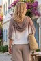 Women's Linen Bronze Hooded Gradient Pocketed Mesh Detailed Linen Blend Loose Woven Shirt - 2