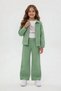 Girl's 3-Piece Set with Green Floral Embroidered Jacket and Wide-Leg Trousers 24116 - 3