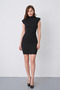 Women's Stylish Striped Mini Dress with Stand Collar and Padded Design 77159 - 5