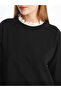 Women's Modest Black Ruffled High Neck Sweatshirt Dress - 2