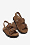 Children's Unisex Tan Comfortable Fit Double Buckle Baby Booties Sandals - 3