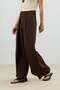 Brown Double Pleated Side Zipper Women's Trousers - 2