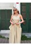 Beige Thin Straps Double Tie Waist Long Dress - 2011 - 4